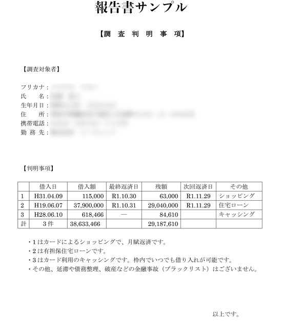 調査報告書サンプル